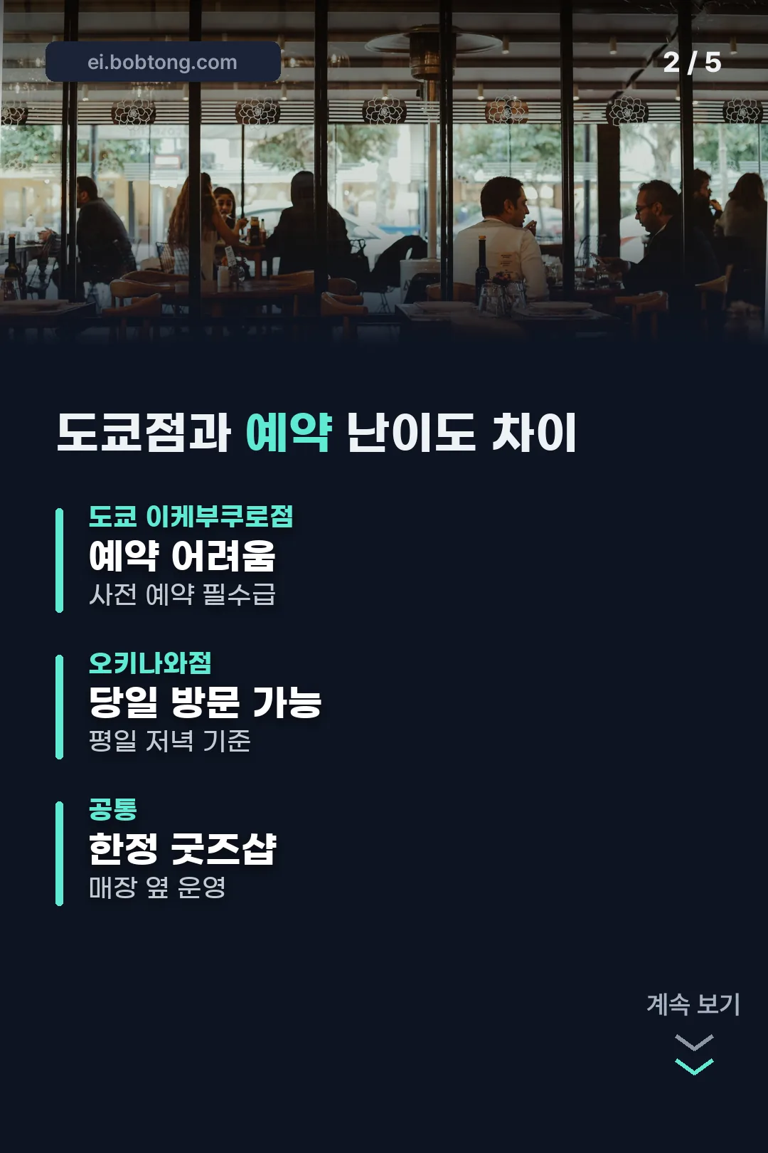 도쿄점과 예약 난이도 비교