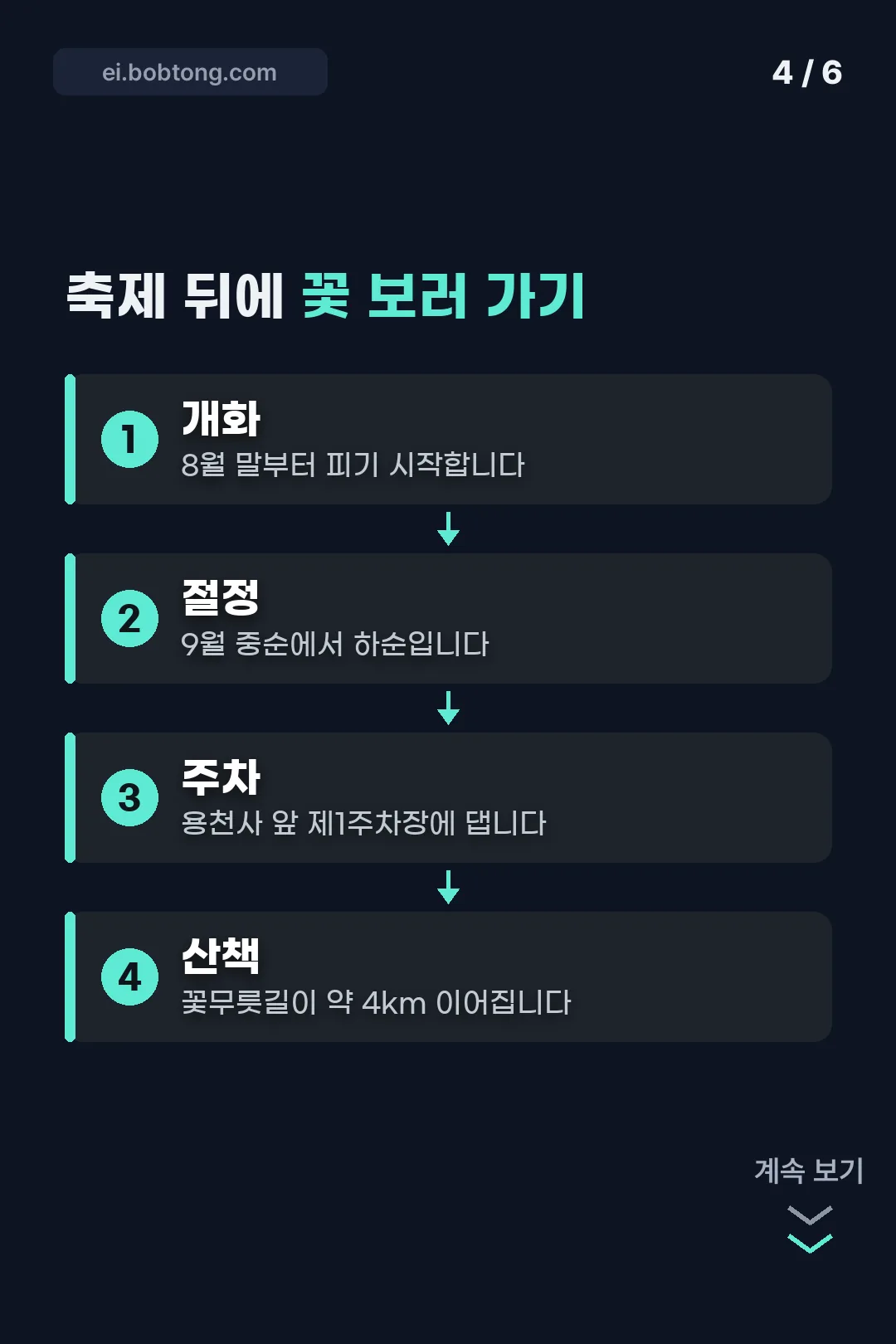 축제 뒤 꽃 보러 가는 동선
